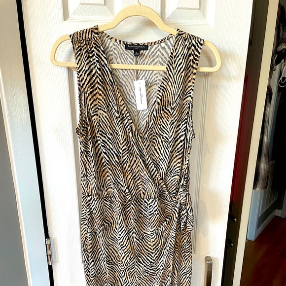2/$40 NWT Banana Republic Faux wrap sleeveless dress, animal print, Size Small - Picture 8 of 12